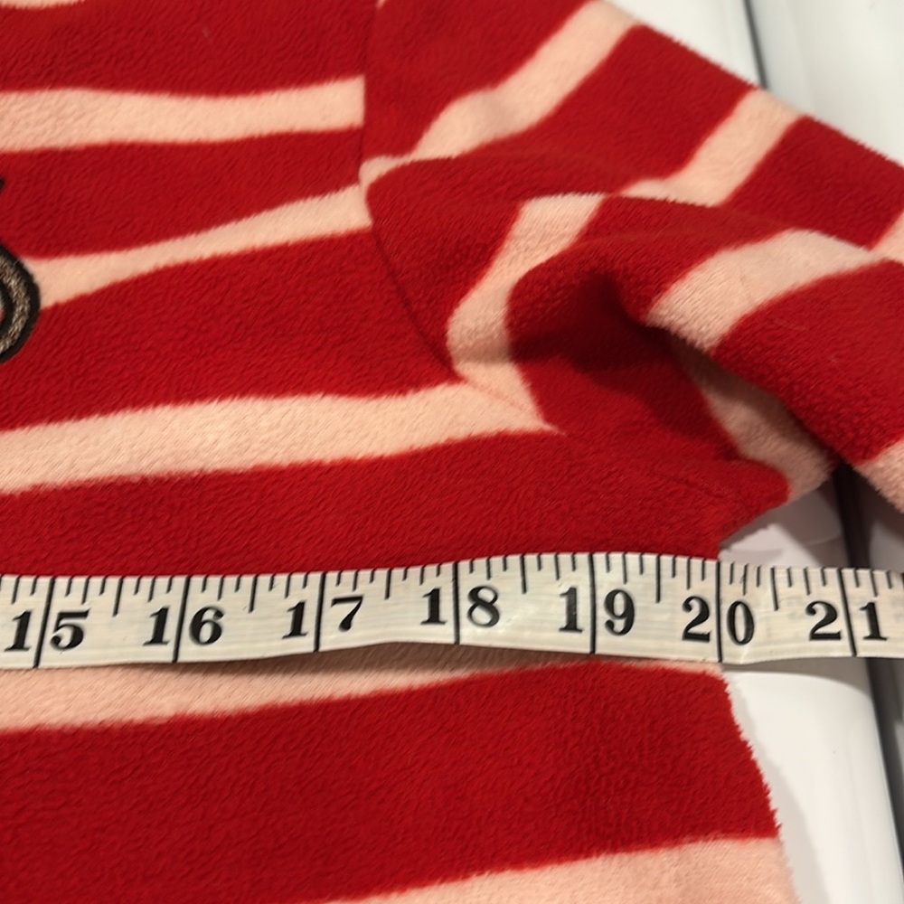 Nick & Nora Red and White Stripe Sock Monkey Footed Onesie Pajamas - Picture 8 of 9